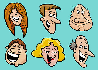 Image showing set of happy people faces