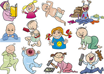 Image showing cartoon babies and children set