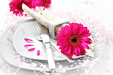 Image showing Place setting in pink