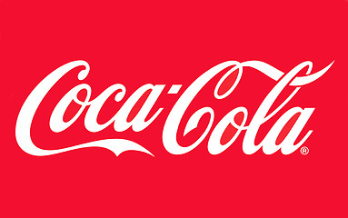 Image showing A close up of the Coca-Cola logo on the red background