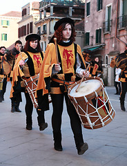 Image showing Medieval drummers band