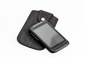 Image showing smartphone with case on white background