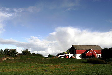 Image showing Barn and Tractor