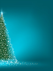 Image showing Abstract green christmas tree on blue. EPS 8