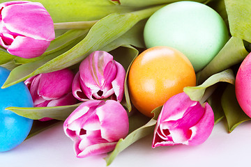 Image showing tulip wit eastern eggs a rabbit and letters in different colours