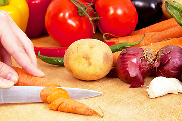 Image showing cooking with fresh vegetables 