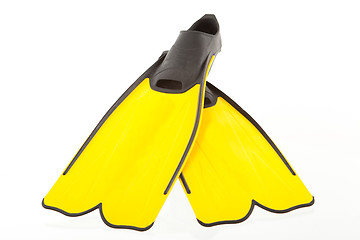 Image showing yellow snorkeling fins isolated 