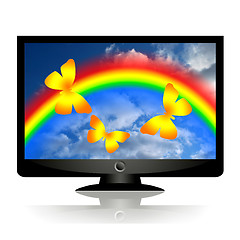 Image showing Monitor with butterflies