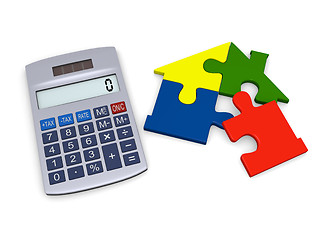 Image showing Calculator with house puzzle