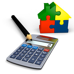 Image showing Calculator with house symbol