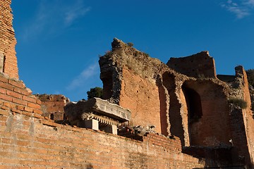 Image showing Ruins of ancient Greek and Roman theater in Taormina, Sicily, Italy