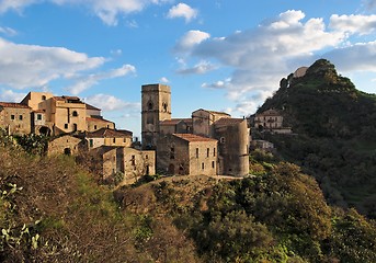 Image showing Medieval village of Savoca in Sicily, Italy, at sunset