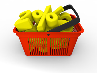 Image showing Shopping basket full of discounts