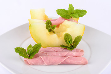 Image showing Ham and melon.