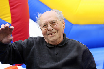 Image showing Happy senior man on a colorful background