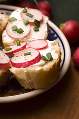 Image showing Sandwich with cheese, radish and chive - Healthy Eating 