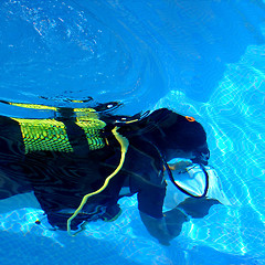 Image showing Diver swim in pool with instruction