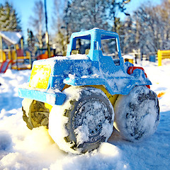 Image showing Toy vehicle in snow