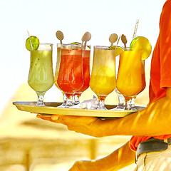 Image showing cocktails on the beach