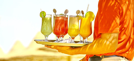 Image showing cocktails on the beach