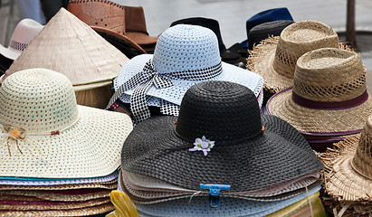 Image showing hats for sale in market