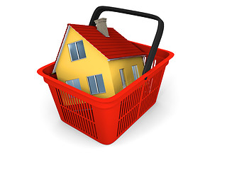 Image showing Model of house in shopping basket