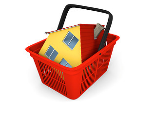 Image showing Model of house in shopping basket