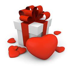 Image showing Valentine's Day gift box with red hearts