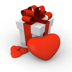 Image showing Valentine's Day gift box with red hearts