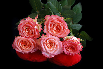 Image showing Bouquet of roses on black background