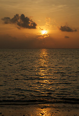 Image showing Ocean beach sunset