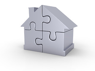 Image showing Silver puzzle house