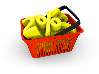 Image showing Shopping basket full of discounts