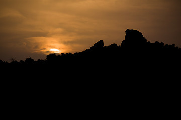 Image showing Sunset over volcano
