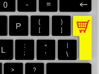 Image showing Shopping trolley on enter key