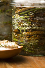 Image showing Natural medicine - syrup made of pine sprouts 