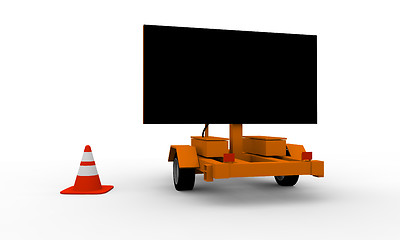 Image showing Roadworks cart with signboard