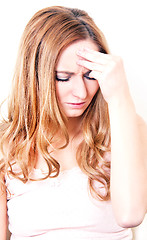 Image showing young beautiful woman with headache and a flu 