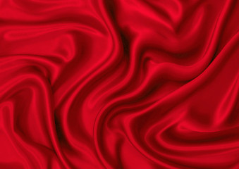 Image showing Red silk material