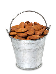 Image showing Tin bucket with almonds