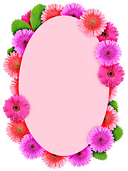 Image showing Floral ellipse frame with pink flowers