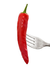 Image showing Red Chili Pepper On A Fork