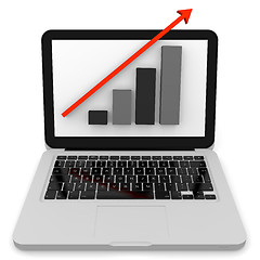 Image showing Linear growth on a modern laptop from the front