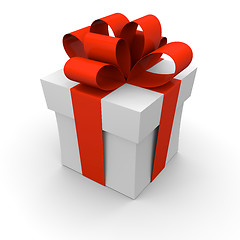 Image showing Gift box with red ribbon