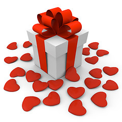 Image showing Valentine's Day gift box with small hearts