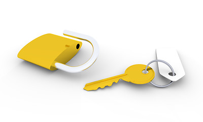 Image showing Golden key and padlock