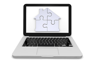 Image showing Home jigsaw on laptop screen