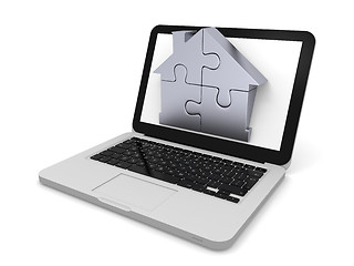 Image showing Home jigsaw on laptop screen