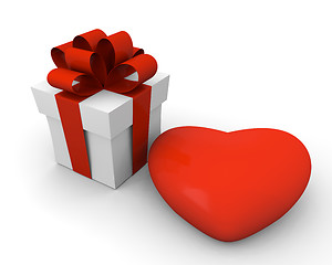 Image showing Valentine's Day gift box with a huge red heart