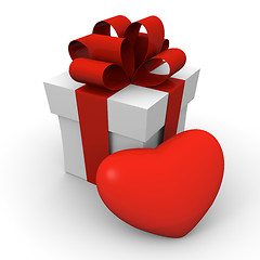 Image showing Valentine's Day gift box with a big red heart